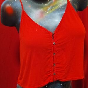 Red Button-Up Women's Top